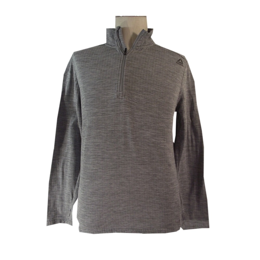 Reebok shirt Men's medium Grey 1/4 zip activewear pullover running gym outdoor
